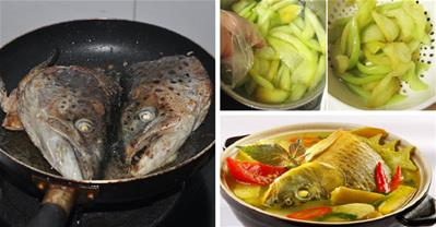 Cách nấu canh đầu cá dọc mùng không tanh không ngứa