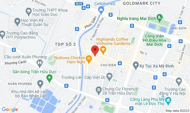 Đường Hàm Nghi, B2 – 02, Khu Biệt Thự Vinhom, P. Cầu Diễn, Q. Nam Từ Liêm