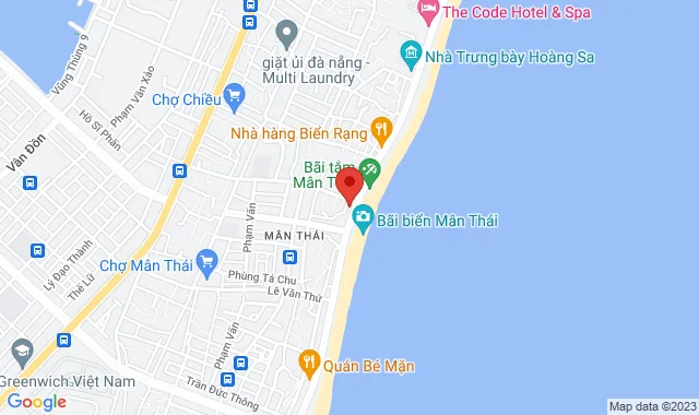 Ngã 3 đàng Trương Định & Hoàng Sa, Bãi Tắm Mân Thái, Phường. Mân Thái, Q. Sơn Trà