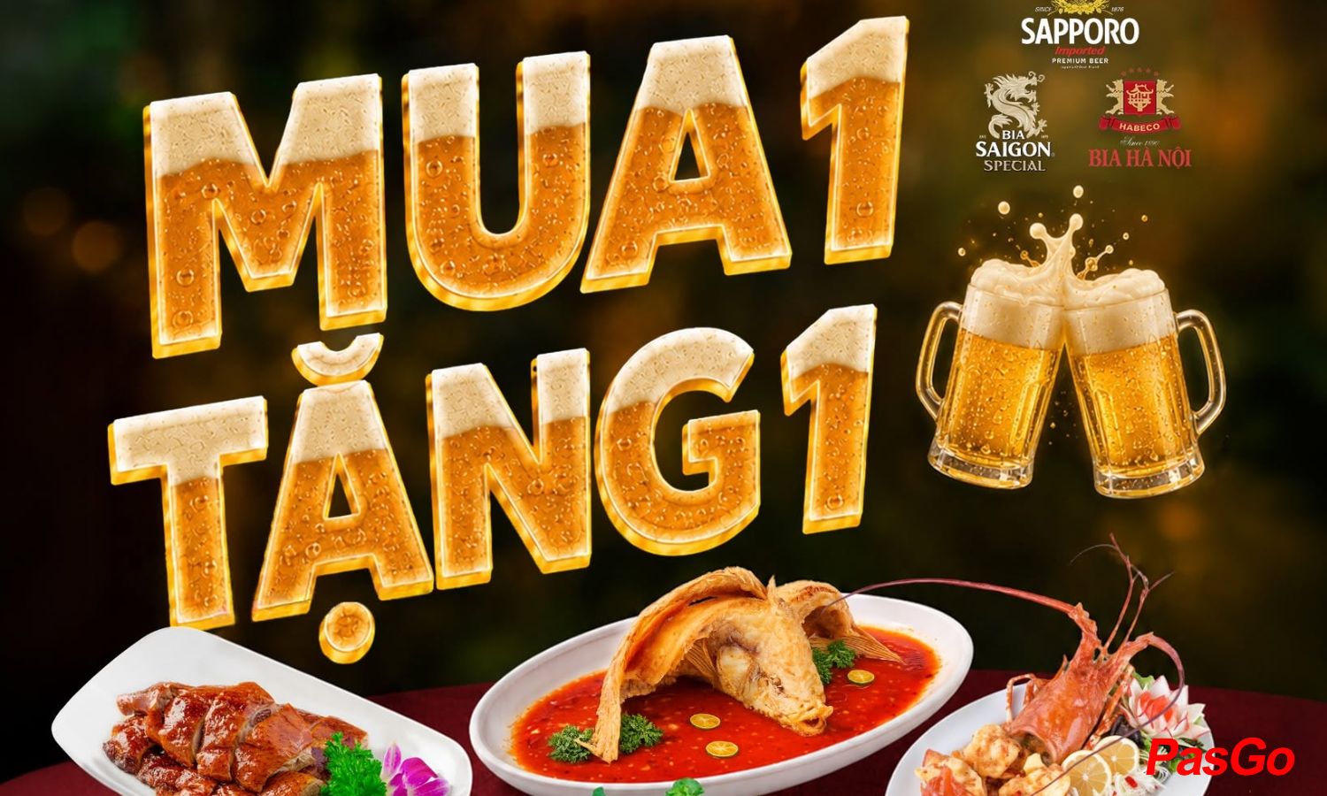 Mua 1 tặng 1 bia vào tối T2->T51
