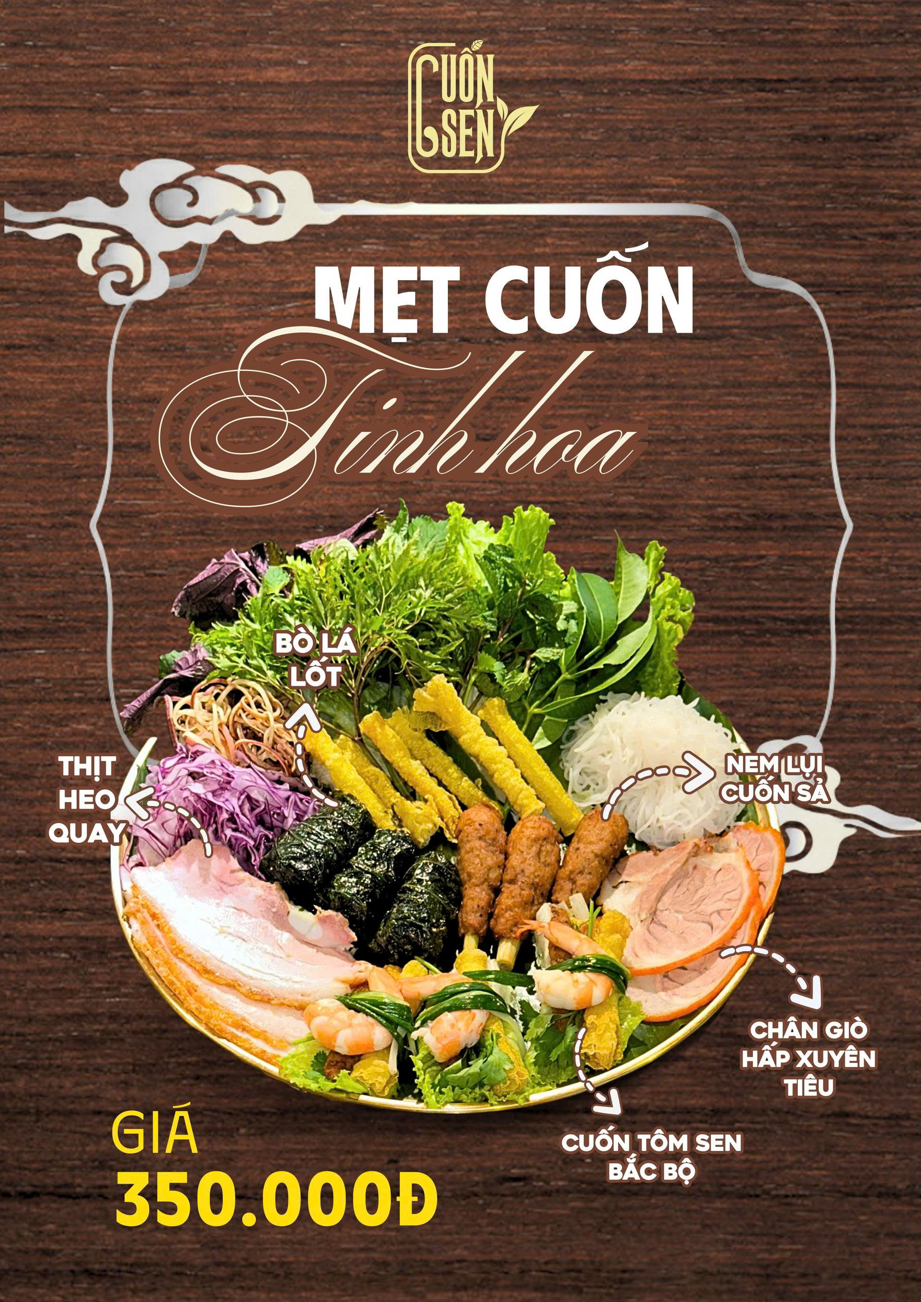 GIẢM 40% mẹt cuốn tinh hoa cho bàn từ 4 người lớn