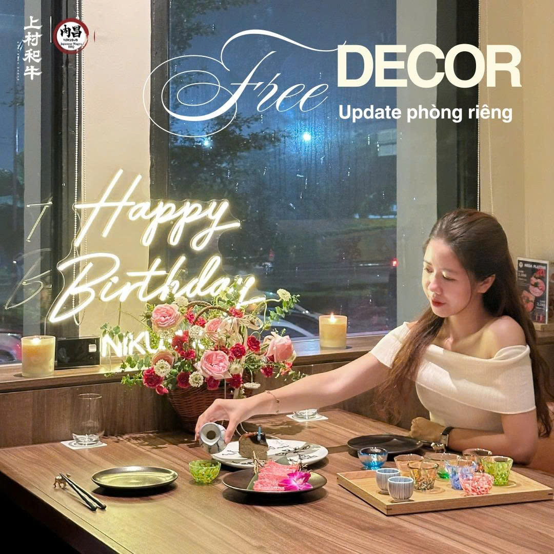 Miễn phí trang trí sinh nhật khi đặt bàn từ 2 người2