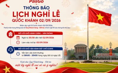[PASGO] THÔNG BÁO LỊCH NGHỈ LỄ QUỐC KHÁNH 02/09/2026