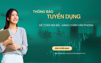PasGo tuyển gấp Nhân Viên Kế toán Nội Bộ, 1 năm kinh nghiệm